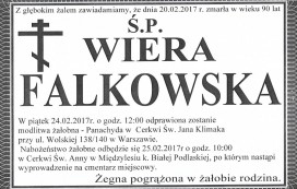 Zmarła Pani Wiera Falkowska